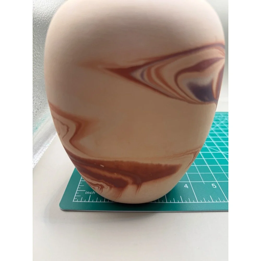 Handmade Marbled Clay Vase Earth Tone Swirl Southwestern Pottery Vessel